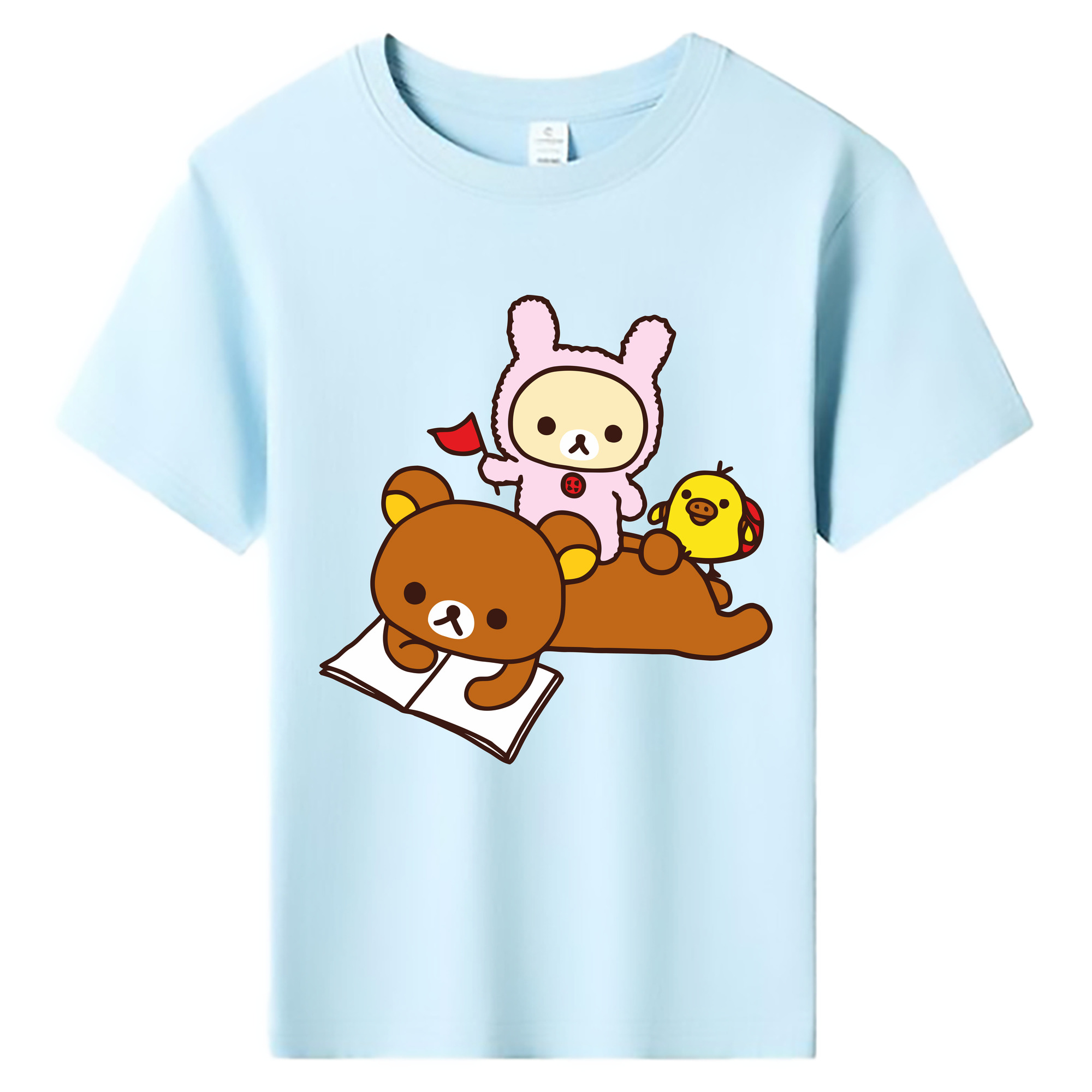 （画像用） リラックマ リラックマ キイロイトリ Rilakkuma Korilakkuma Kiiroitori 綿100％キッズTシャツ（フロントプリント）